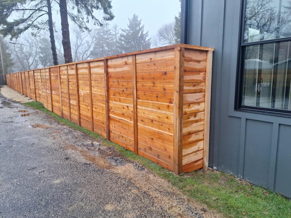 6FT TALL HORIZONTAL STYLE. CEDAR WOOD FENCE