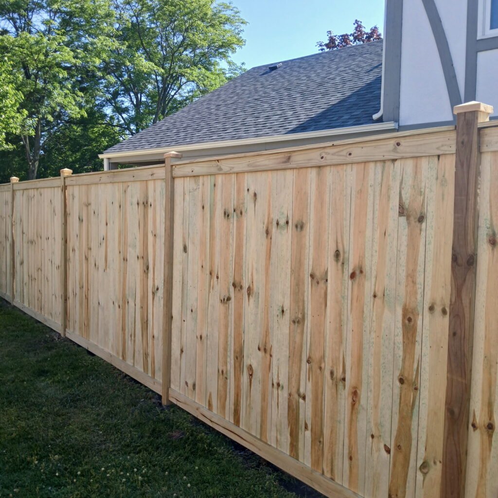 (FRONT VIEW) SOLID TRADITIONAL PREASSURE PINE WOOD FENCE